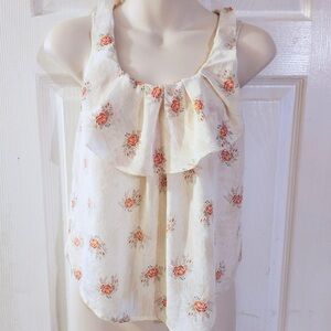 I love h8 Cream and Red Floral Blouse